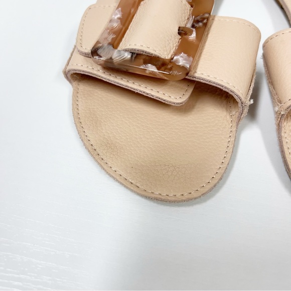 Definery Loop Blush Flat Slide Sandals Tortoise Buckle 37 7 - Picture 2 of 7
